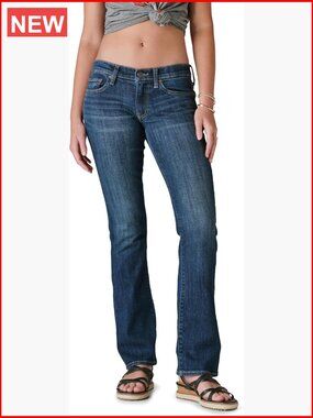 Mid Rise Bootcut Denim Jeans with Back Stitch Detail